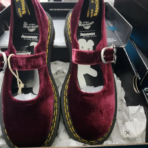 Dr. Martens Addina Heaven by Marc Jacobs Velvet Shoes in Cherry Red 8 NWT